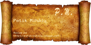 Petik Mihály névjegykártya